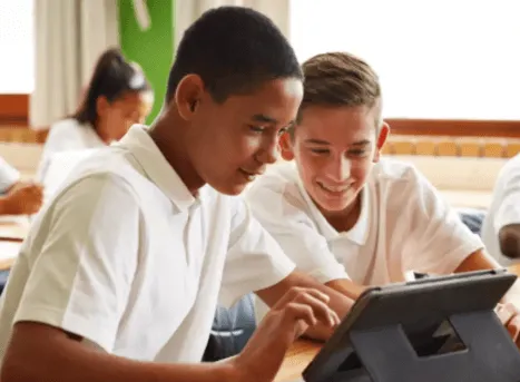 Student looking at laptop