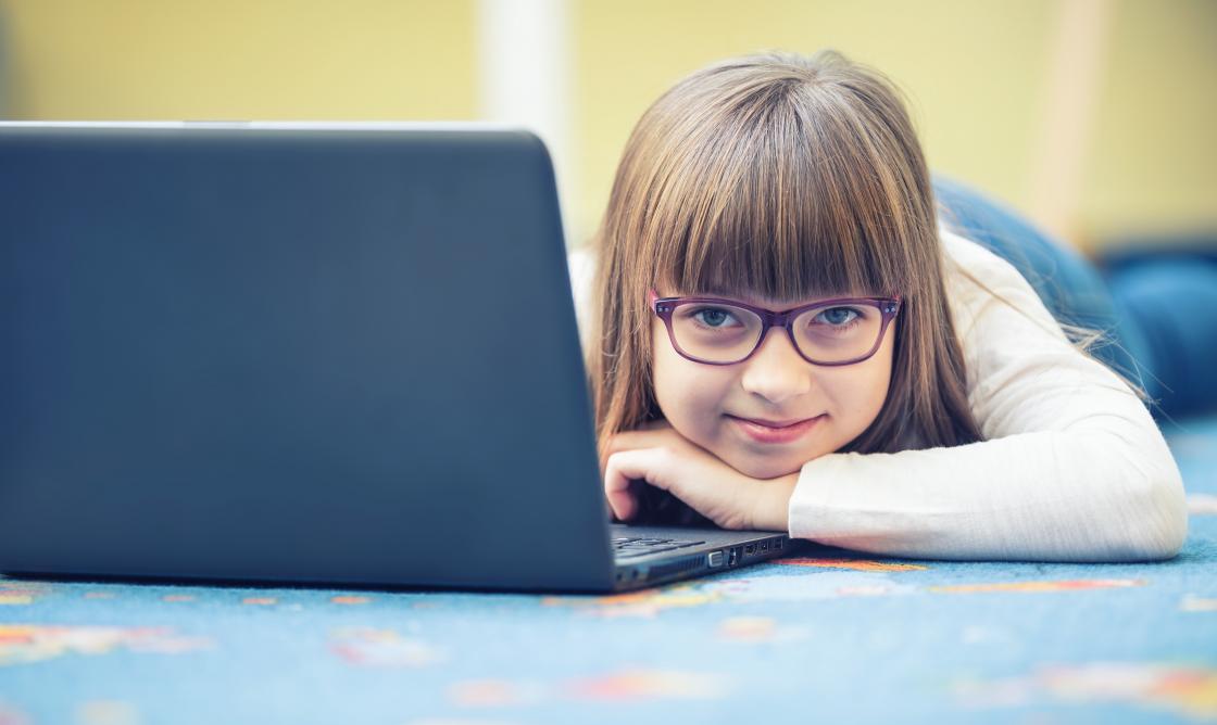 Girl with an open laptop